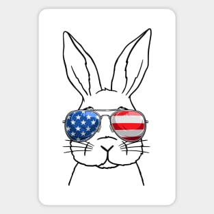 American Flag 4th of July Patriotic Rabbit Kids Magnet